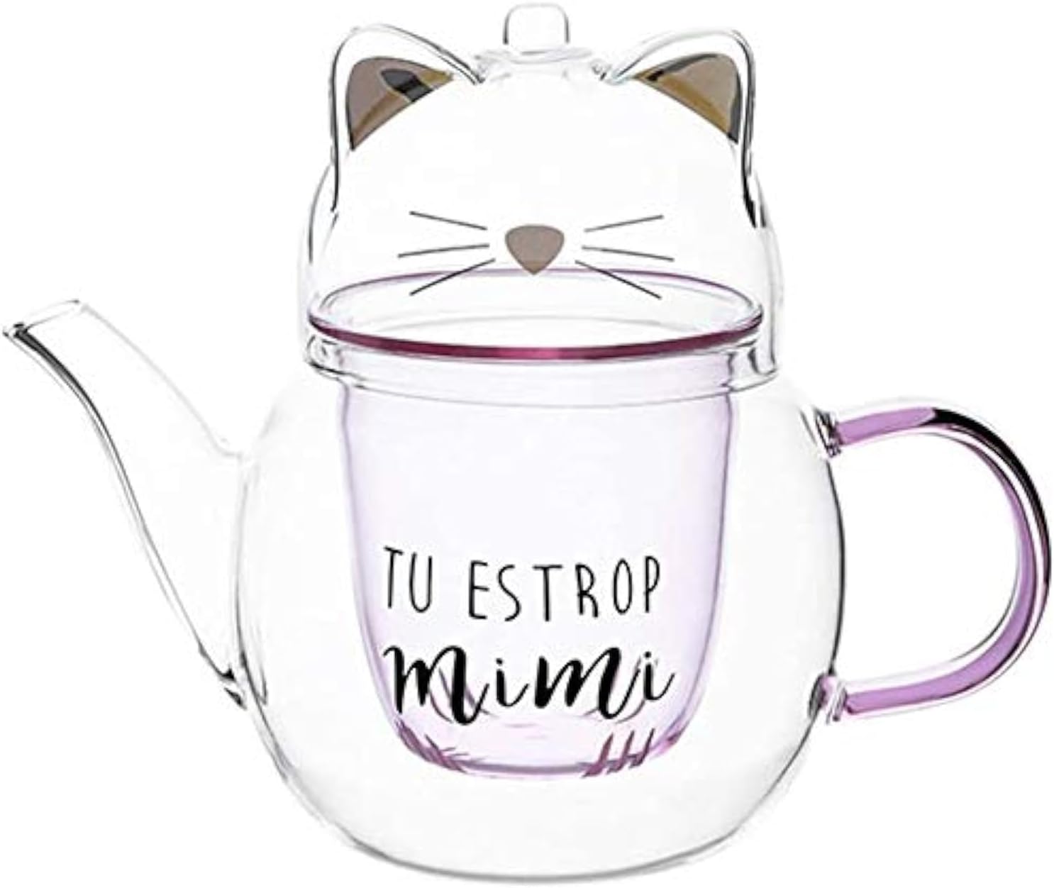 IwaiLoft CAT Glass Teapot, Stovetop Safe Tea Kettle, Blooming and Loose Leaf Tea Maker iw-gtcat-600Cat