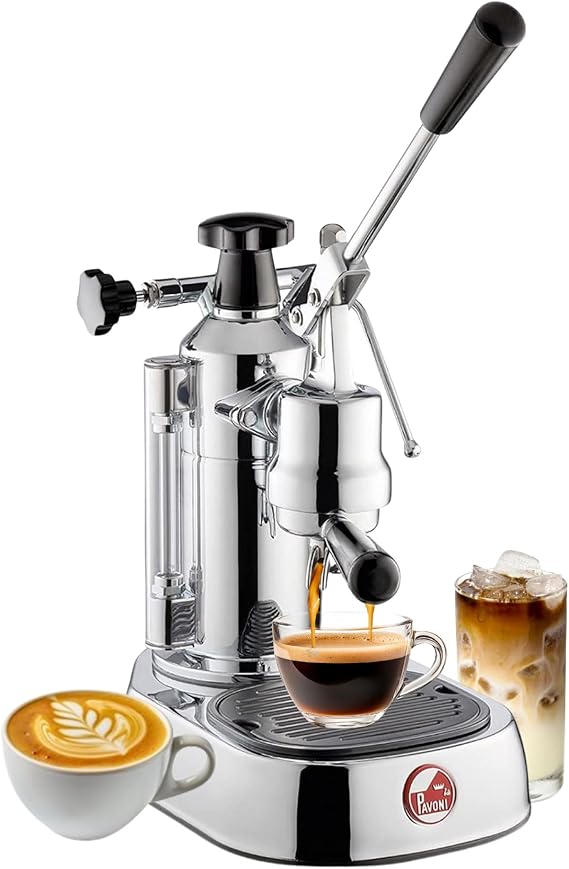 La Pavoni EPC-8 Europiccola Lever Style Espresso Machine Chrome & Silver Manual Espresso Maker - 0.8 L Water Capacity, Authentic Italian Craftsmanship for Home Use
