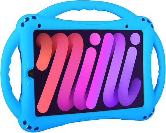 TopEsct Kids Case for iPad mini 7 (A17 Pro) 2024 /iPad Mini6 2021, Shockproof Silicone Cover with Handle Stand for 8.3" iPad mini 6th/7th Gen,Blue