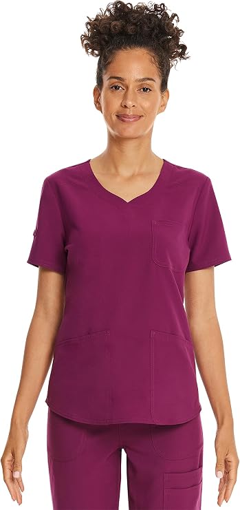 Womens Scrub Top Sweetheart V-Neck Nursing Uniform 3 Pockets | Soft Stretch Fabric, All-day comfort, Flattering V-neck Styling, Comfortable Fit, Easy Care Fabric, Durable Workwear