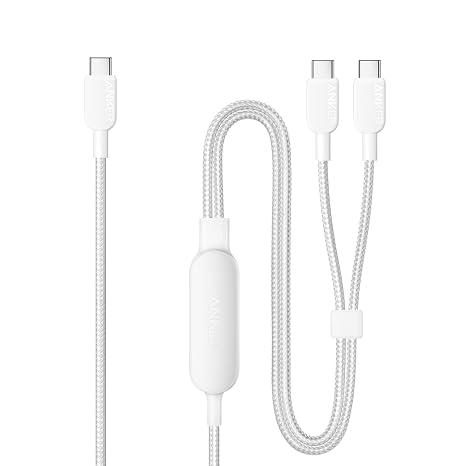 Anker USB C Cable, 6 ft/1.8m 2-in-1 Type C Cable, 140W Max Fast Charging for iPhone 17/16/15, iPad Pro, Samsung Galaxy, MacBook Pro,and More(USB 2.0, Braided, White)