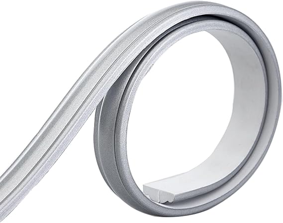 PVC Edging Strip for Cabinet Edge, Peel and Stick Flexible Molding Trim, 9.8ft Self Adhesive Wall Trim, Wall Edge, Door, Mirror Frame, Home Decor(Silver)
