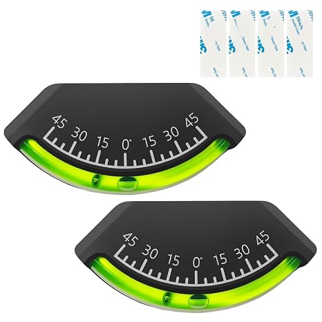 2 Pack Level Gauge for RV, 0-45Rv Level Bubble, Trailer, Car Inclinometer Gauge, Camper Level GaugeTrailer Leveling,for Tractor Trailer RV Offroad Accessories Equipped with 4 Pieces of Adhesive