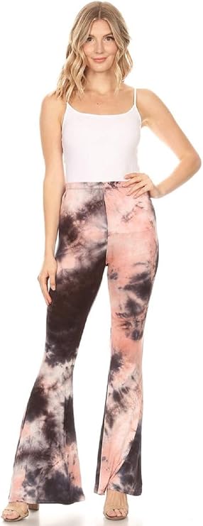 SWEETKIE Boho Flare Pants, Elastic Waist, Wide Leg Pants for Women, Solid & Printed, Stretchy and Soft