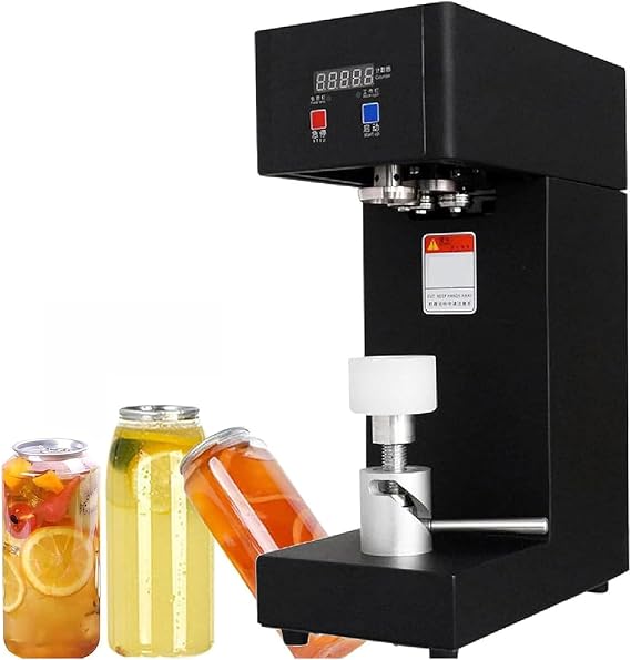 180W Commercial Can Sealing Machine,Electric Cup Sealer Machine with Counter & LCD Display,Plastic Beverage Bottle Tin Cup Electric Can Sealing Capping Machine for 2.2 inch Diameter,Black-220V