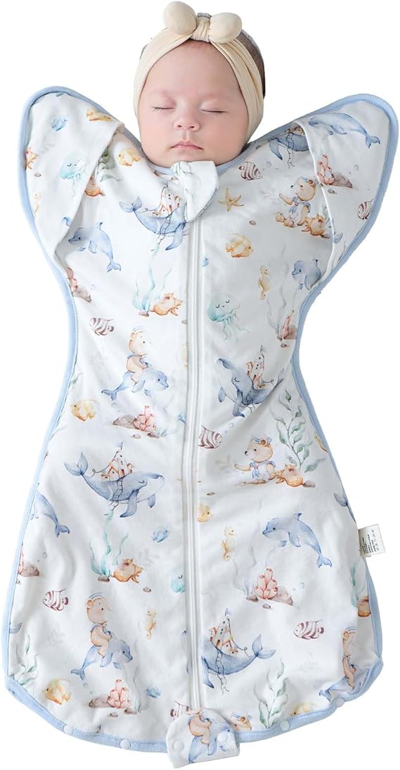 Baby Sleep Sack Swaddle for Newborns,0.5 TOG Self-Soothing Wearable Blanket to Improve Sleep & Ease Startle Reflex,100% Cotton, Lightweight & Breathable,Baby Registry Essential 0-6 Monate