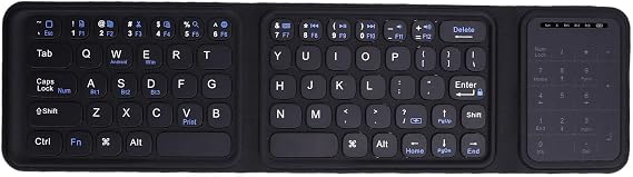 Sanpyl Foldable Bluetooth Keyboard, Folding Wireless Portable Keyboard with Touchpad and Number Pad, Ultra Thin Travel for OS X for Android