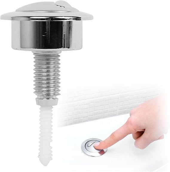 Toilet Flush Button, 1 Pcs Silver Toilet Push Button Flush Replacement, Push Buttons Toilets Flushes Compatible with 49-Type Valves Fits Standard Cistern Aperture 39-42mm (Silver)