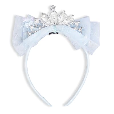 Huachi Princess Tiara Crown Headbands Cute Tulle Bow Tiaras Birthday Headband Tiaras Crowns Head Band Party Fairy Costume Hair Accessories Blue