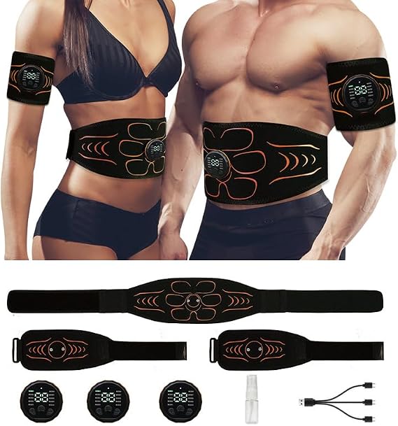 Electronic Muscle Stimulator, Abs Stimulator Muscle Toner, Ab Machine Trainer for All Body, Fitness Strength Training Workout Equipment for Men and Women, Home/Office Weight Loss 3 Pack