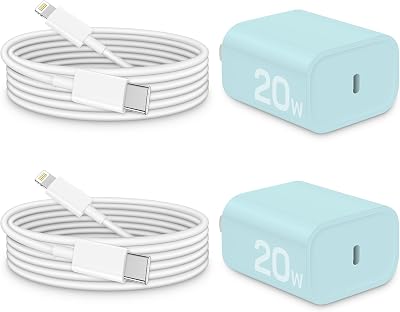 CXX i Phone Charger Fast Charging, MFi Certified, 20W USB C Block with 6Ft Charging Cable for i Phone 14131211Xs8, iPad and More [2 Pack] [Blue]