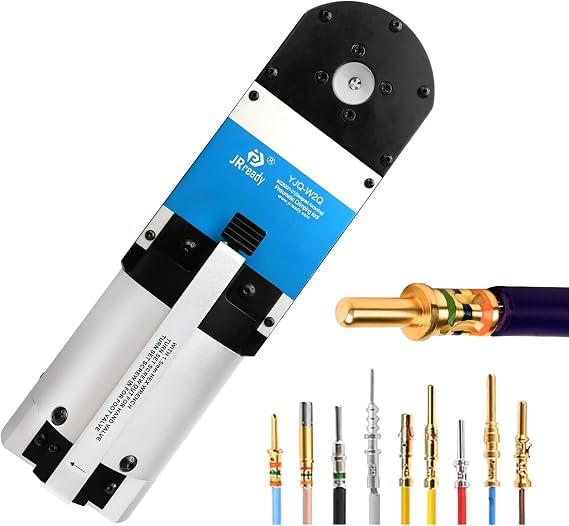 JRready YJQ-W2Q Pneumatic Crimper Wire Crimping Machine Air Powered Four-Indent Pliers Equivalent to Hand Crimper NEW-ASF1 NEW-AS1 (M22520/1-01) for 12-26 AWG Wire Terminal Crimping Tool