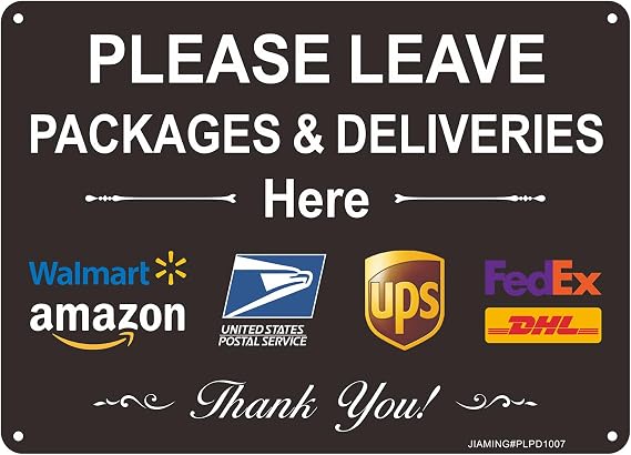 JIAMING Please Leave Packages & Deliveries Here Sign,10"x7" Parcel Plaque