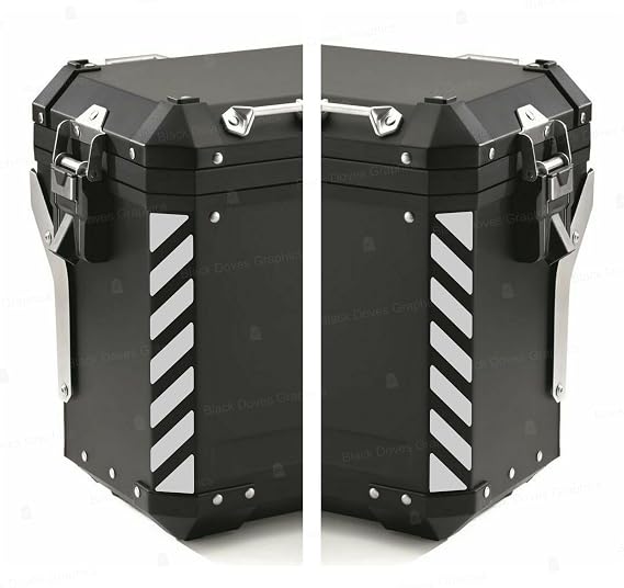2pcs Reflective STICKERS for Touratech Motorcycle Aluminium Panniers (White 011)