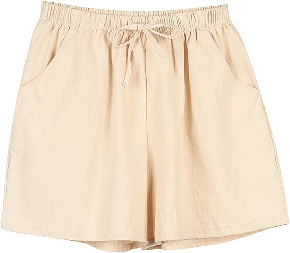 Women Bermuda Shorts Straight Leg Long Shorts Loose Casual Solid Drawstring Elastic Waist Short Pants