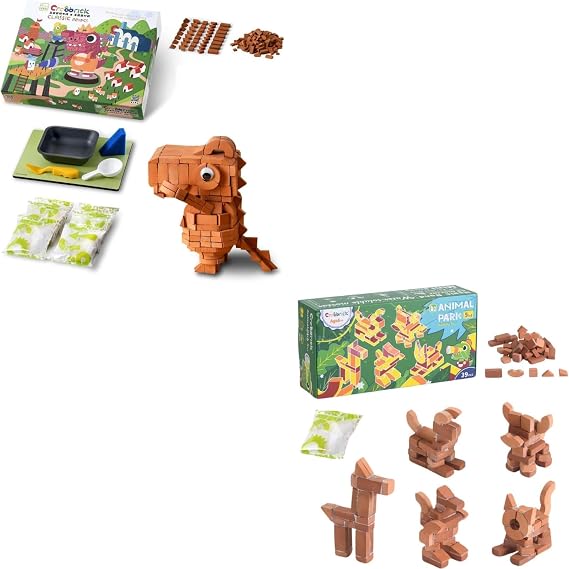 Dragon Construction Set (220pcs) + 5 in 1 Animal Park Set (39pcs) | Construction Education Toy for Kids 6+ Years Old, Craft Bricks for Adults, Realistic House, DIY Garden, STEM Building Set,
