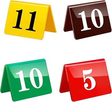 HJXGQJM Double Side Numbered Table Tents Acrylic Tent Table Numbers, Stackable Restaurant Tent Style Table Number Cards, Perfect for Wedding, Party, Events Or Catering Decoration(Red,1-25)