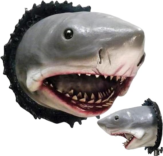 Gwtdtoad Shark Wall Decoration Resin Shark Statue Wall Hanging Animal Heads Sculpture For Home, Bedroom, Hallway, Study Decoration 12x9x9cm