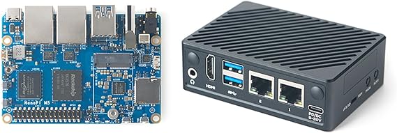 FriendlyElec Nanopi M5 Portable Mini Router OpenWRT - LPDDR5 8GB/16GB RAM 6TOPS NPU, RK3576 SoC with Al Model, Dual Gbps Ethernet for IoT NAS Smart Gateway (with WiFi Module, 4GB, Standard)