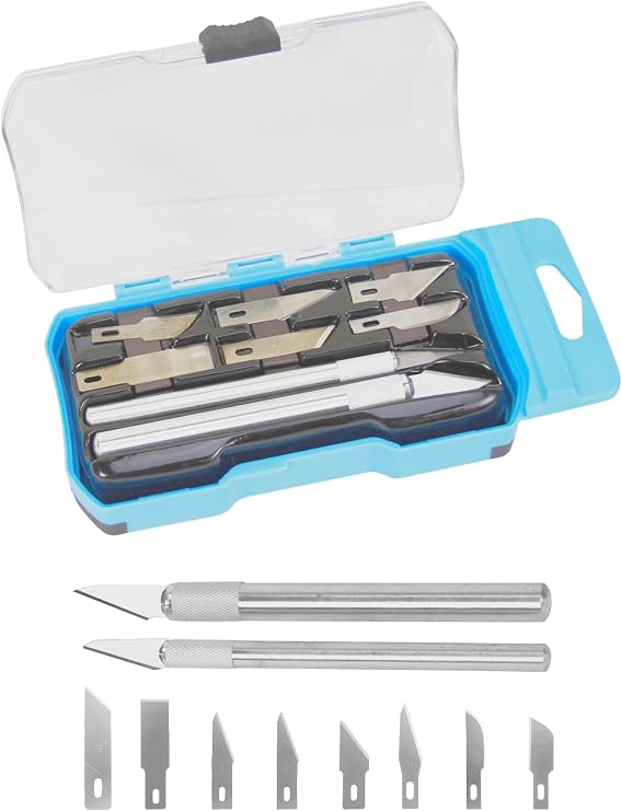 10 Pcs Hobby Knife Kit, Precision Exacto Knife with Spare Sharp Steel Blades, Utility Crafting Knife for Scrapbooking, Stenciling, Arts & Crafts, Multi-use Razor Knife Set with Case