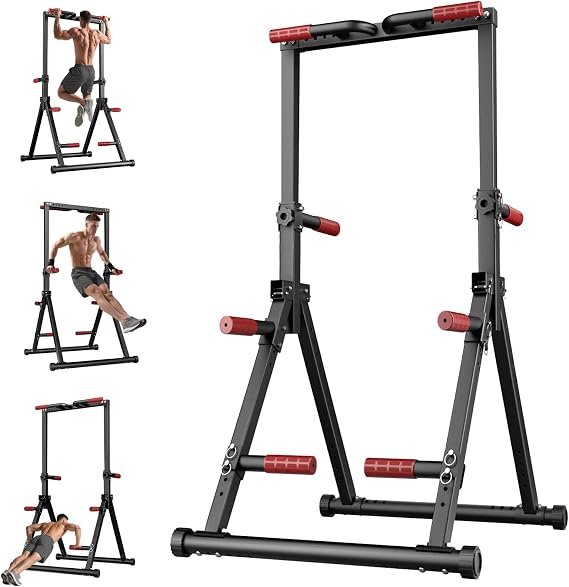 Foldable Pull Up Bar Free Standing, Strength Training Pull-up Bars Adjustable Pull Up Station, Power Tower Pull Up Bar MultiFunction Pull Up Dip Station Workout Equipment For Home Gym Support 480 LBS