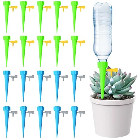 20 Pcs Automatic Plant Watering Spike Self Watering Drip Irrigation System with Slow Release Control Valve Switch Bottle Drip Irrigation System, Plant Pot Waterings Devices for Garden Plants