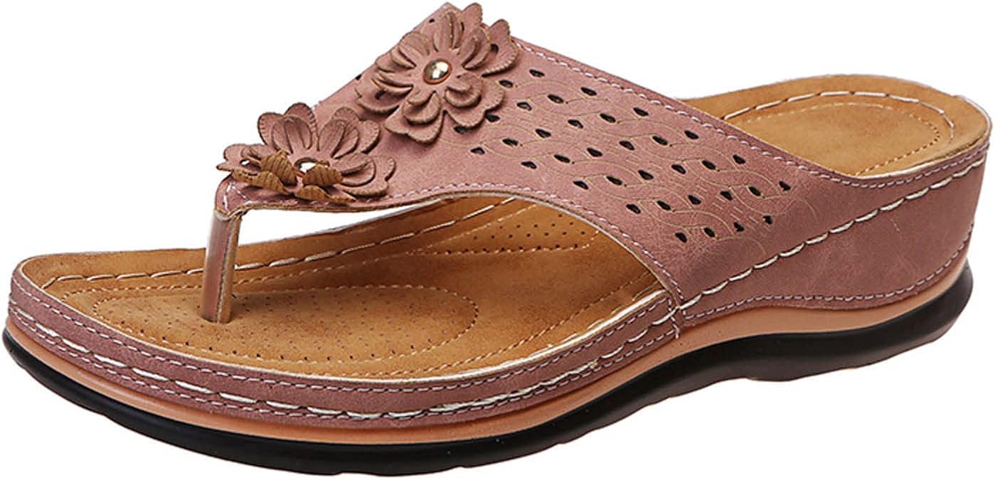 Flip Flops Women Sandals & Slides UK Clearance,Ladies Toe Post Arch-support Sandals Beach Wedges Orthopedic Slippers Summer Soft-Soled Non Slip Slides Washable Lightweight Shoes Thong UK Size 3-7.5