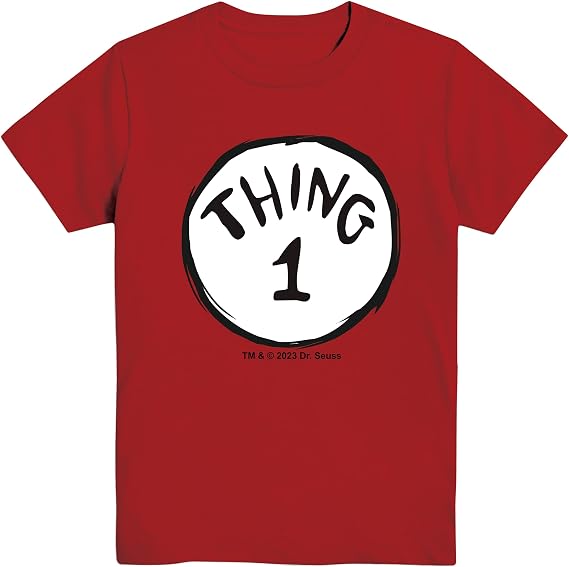 Dr. Seuss Thing 1 2 One Two Cat in The Hat Mens Adult Costume Matching T-Shirt
