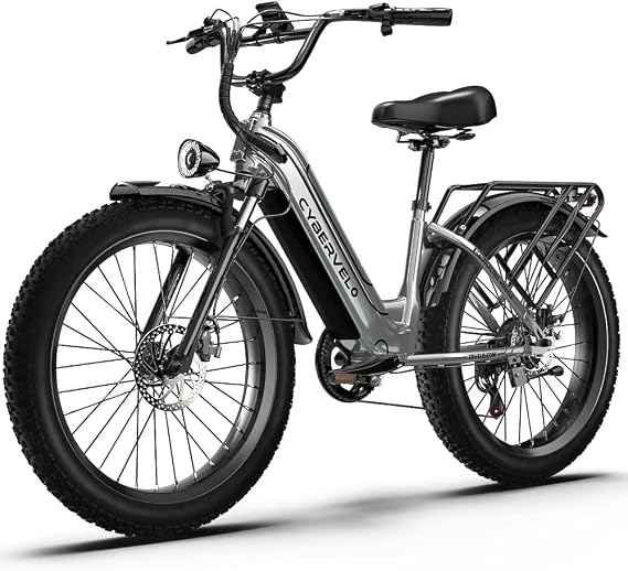 Cybervelo Electric Bike, 2000W Peak Motor Electric Bike for Adults, 26'' x 4.0'' Fat Tire Best Ebike for Men, 48V 25Ah Electric Mountain Bike, 36MPH, 100 Miles Electric Bicycle, 7 Speed, 110NM