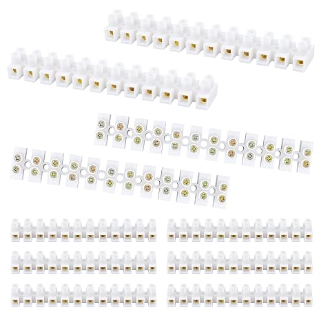 ERKOON 10/20 Pack Terminal Block, 12-Position Dual Row Terminal Strip Screw Terminal Electric Barrier Block for Small Home Projects and Electrical 10Amp 360V (10)