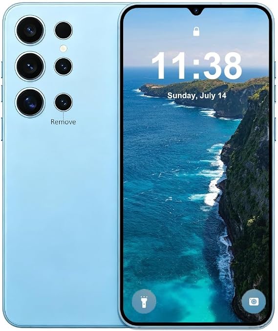 I24 Unlocked Cell Phone,Android 13,6.3" HD Screen,6000mAh Battery Android Phones,4+128GB Smartphone,Snapdragon8 Gen3,Face ID/Fingerprint Unlock/Photos/Dual SIM/5G (Blue)
