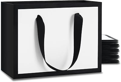YACEYACE Black and White Gift Bags, Small Size, 20Pcs, Multi-purpose, 8 x3.75 x6 Gift Wrap Bags