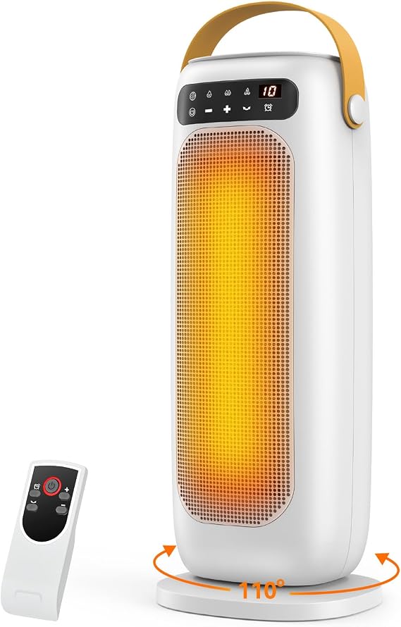 Space Heater, 1500W PTC Ceramic Electric Heaters for Indoor Use with Remote, 4 Levels Room Heater with LED Touch Display, 110 Oscillation,10H Timer,Fast & Safe Portable Heater for Bedroom Office