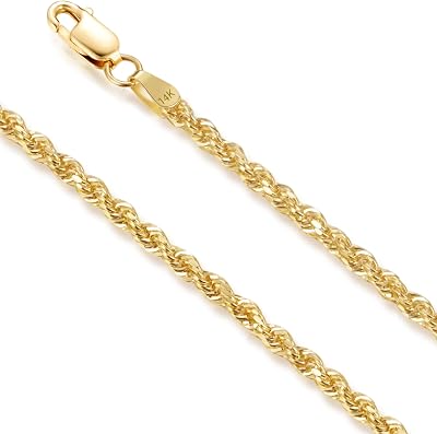 MAX  STONE Real 14K Gold Chain for Women & Men | 18 Inch or 20 Inch, Anti-Tarnishing, Hypoallergenic and Lightweight Chains with Secure Lobster Clasp in Various Designs