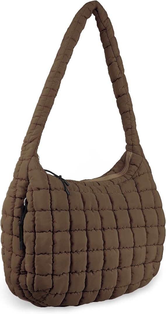 Quilted Puffer Tote Bag Purse Puffy Crossbody Shoulder Bag,Lightweight Nylon Hobo Bag Puffer Carryall Bag for Women Girl