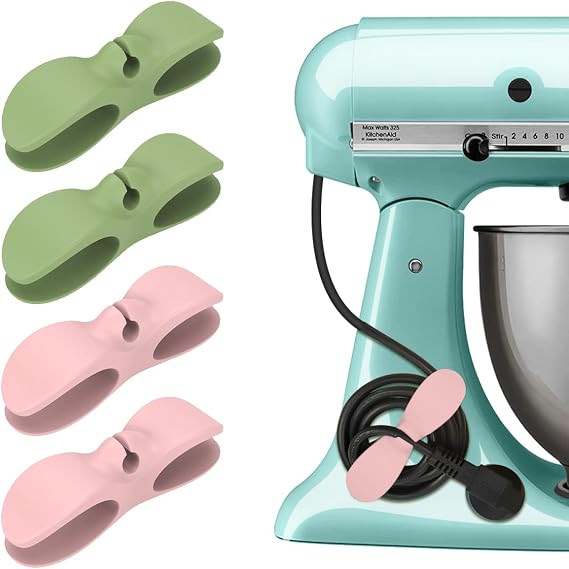 Cord Organizer for Appliances, 4PCS Kitchen Appliance Cord Winder Organizer Stick On Cable Holder Winder Keeper for Appliances Stick on Kitchenaid Mixer, Coffee Maker, Pressure Cooker Accessories