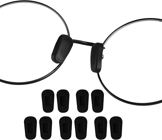 Lvvfit Eyeglass Nose Pads Covers, Slip-on Silicone Eyeglasses Nose Pads, Soft Nose Piece Pads for Glasses Repair Kit, Anti-Slip Eyewear Protective Covers for Nose Bridge Pads(Black,5 Pairs M Size)