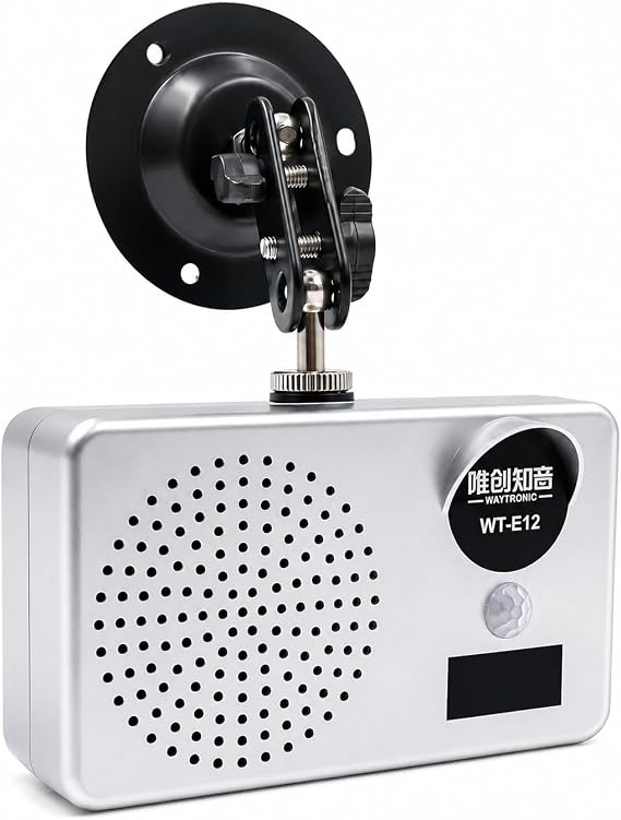 Motion Sensor Alarm with Custom Voice, Rechargeable PIR Detector 100dB, USB Audio Upload, IPX5 Weatherproof, Indoor Outdoor Security Alert for Shop, Warehouse, Front Door