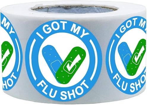 I Got My Flu Shot Stickers Waterproof Vaccine Stickers,1.5 Inch Blue Flu Season Sticker (500 Labels)