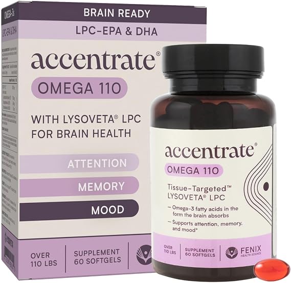 Accentrate Omega MAX with LYSOVETA LPC - Brain Health, Omega-3 EPA & DHA