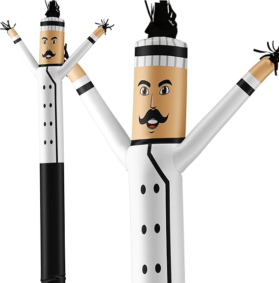 LookOurWay Air Dancers Inflatable Tube Man Attachment - 20 Feet Tall Wacky Waving Inflatable Dancing Tube Guy for Business Promotion - Blower Not Included - Restaurant and Food Themed - Chef