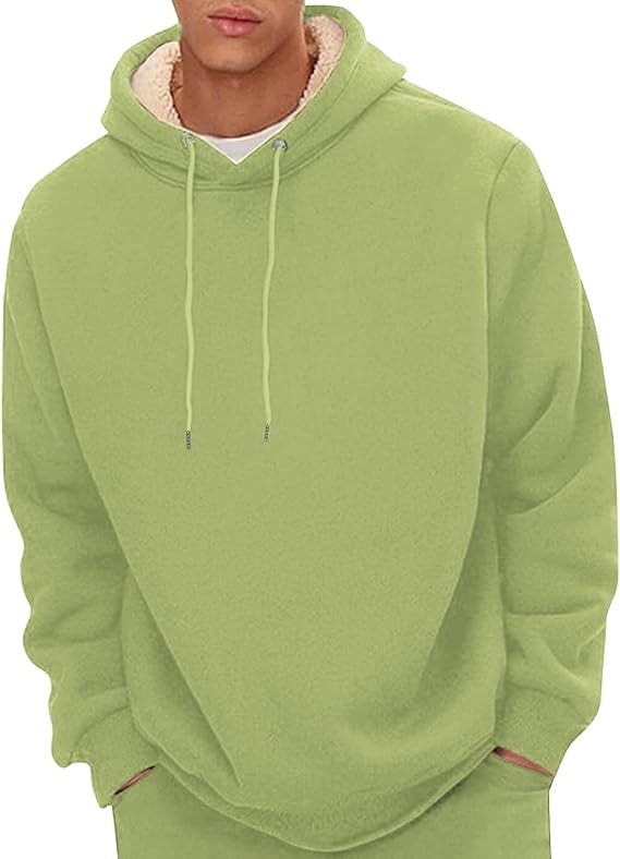 Hoodies For Men, Crewneck Sweatshirt Fleece Lined Jacket Hoodie Sherpa Sweater Mens Winter Coats Trendy Fall Clothes