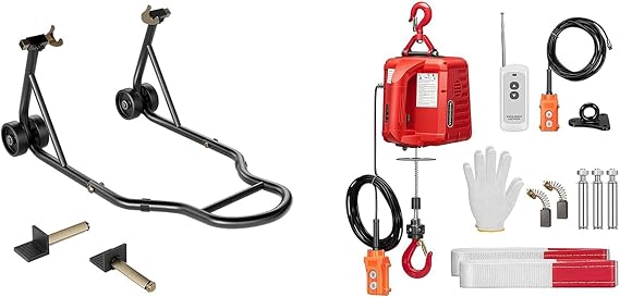 SPECSTAR Motorcycle Stand, 441 Lbs Capacity Rear Wheel Lift with U+L Adjustable Swingarm Spool with VIVOHOME 3-in-1 Electric Hoist, Powerful 110V Portable Winch with 1100Lbs Loading Capacity