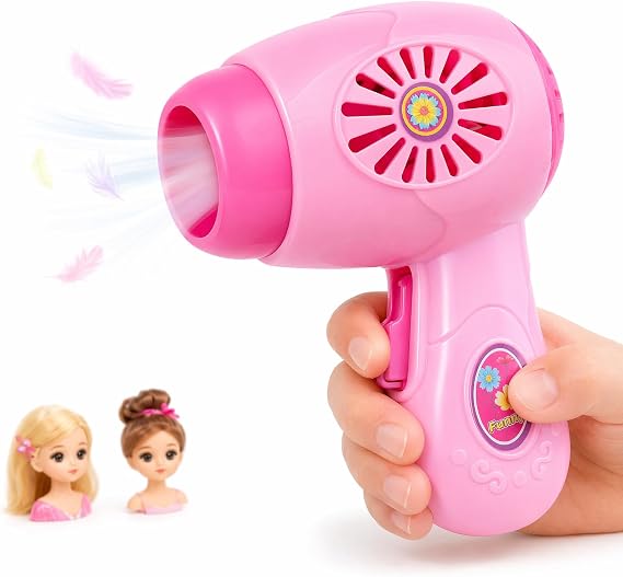 Toyvian Toy Hair Dryer for Kids, Pretend Play Blow Dryer Toy | Mini Salon Role Play Toy, Lightweight Handheld Design, for Hair Styling Pretend Play, Doll Play & Dress-Up Fun