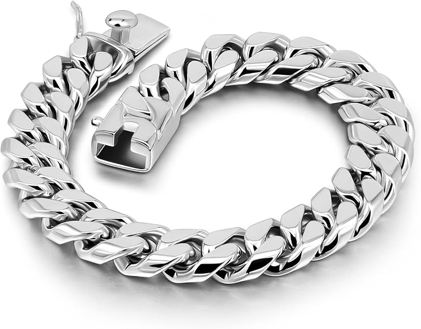 Dankadi Fashion 925 Sterling Silver Solid Miami Cuban Link Chain Bracelet 8MM-12MM-14MM Curb Cuban Solid Thick Big Link Bracelet For Men 7-10 Inch Jewelry Gift (12MM 8.5 inch)