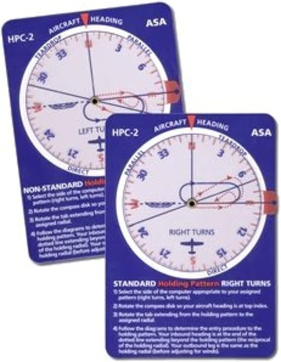 ASA Holding Pattern Computer With Standard and Non-Standard Holding Pattern for Aviation