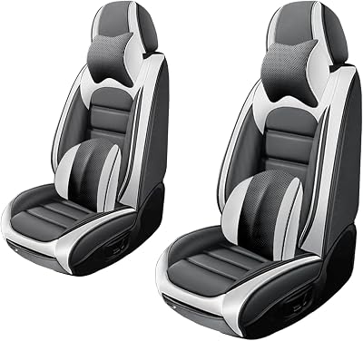 2 Seat Covers for Kia K5 2021-2025 2026 Leather Car Seat Covers Waterproof Anti-Slip Soft Car Seat Protectors Comfort Premium Automotive Seat Covers with Airbag（Luxury,WhiteGray