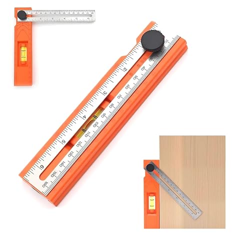 Adjustable Positioning Marking Protractor Tool, Multifunctional Depth Measuring Ruler with Angle Marking 15°-90°,Drilling Positioning Ruler, Adjustable, Angle Measuring Tool for Woodworking