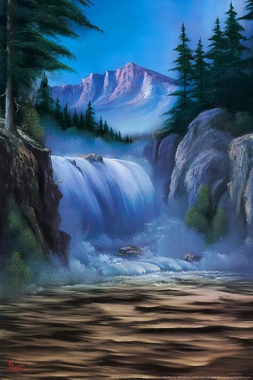 Bob Ross Spectacular Waterfall Art Print Painting Cool Wall Art Print Poster 12x18