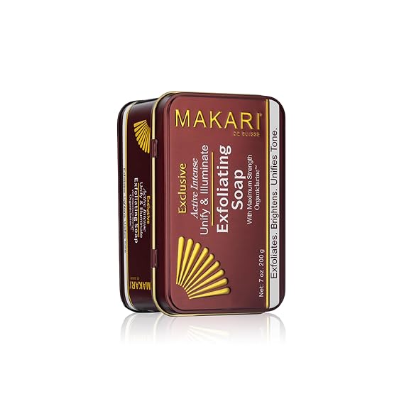 MAKARI Exclusive Active Intense Exfoliating Soap 7oz | Unify & Illuminate | Advanced Brightening Bar for Dark Spots and Blemishes | Exfoliates Dead Skin Cells and Helps Reveal Natural Skin Radiance